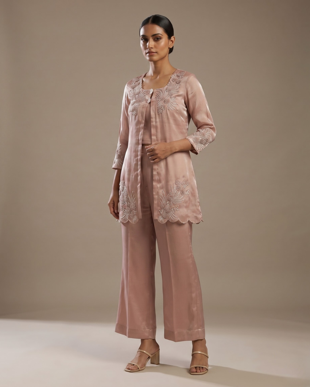 Blush Blossom 3-Piece Silk Co-ord