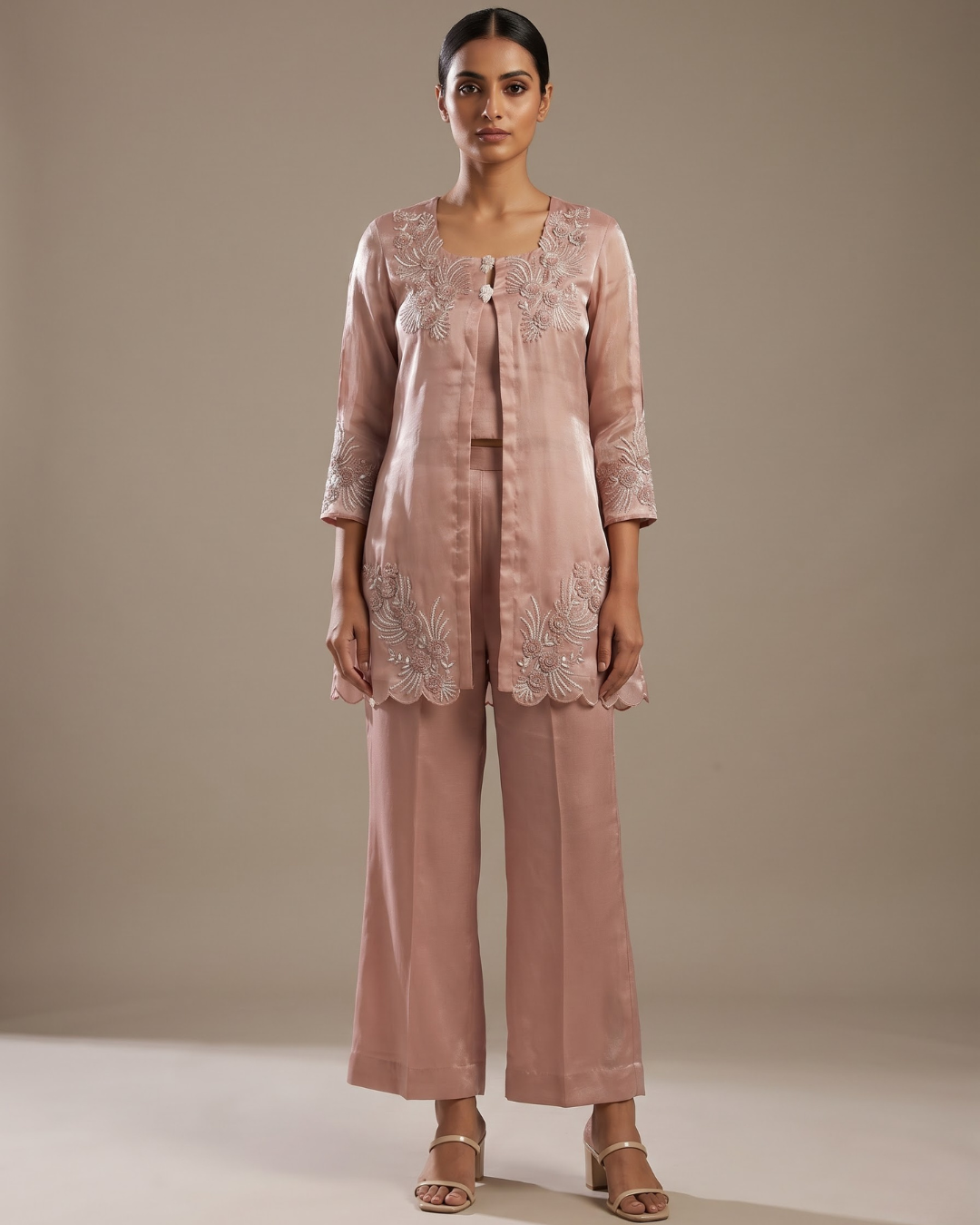 Blush Blossom 3-Piece Silk Co-ord