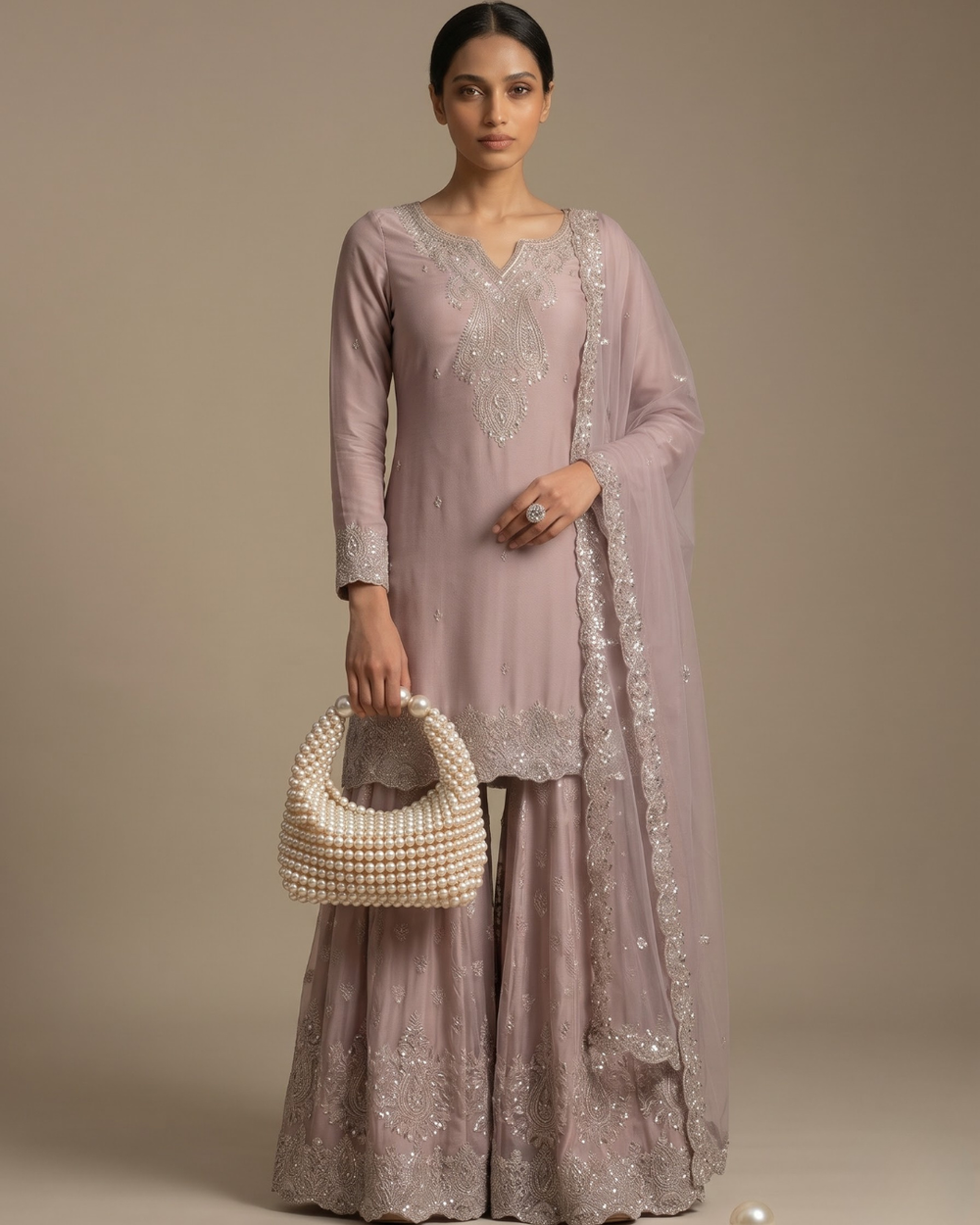 Vintage Rose Embellished 3-Piece Ghaghara