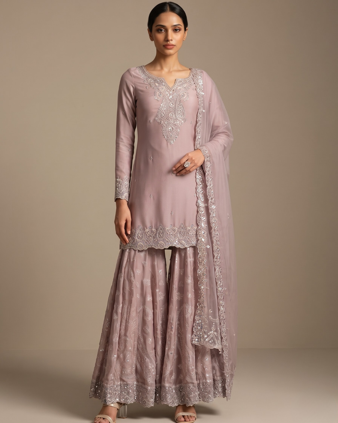 Vintage Rose Embellished 3-Piece Ghaghara