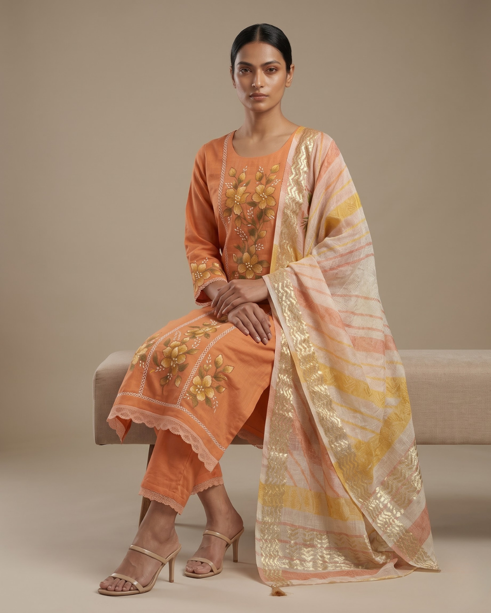 Marigold Blossom Woven Silhouette